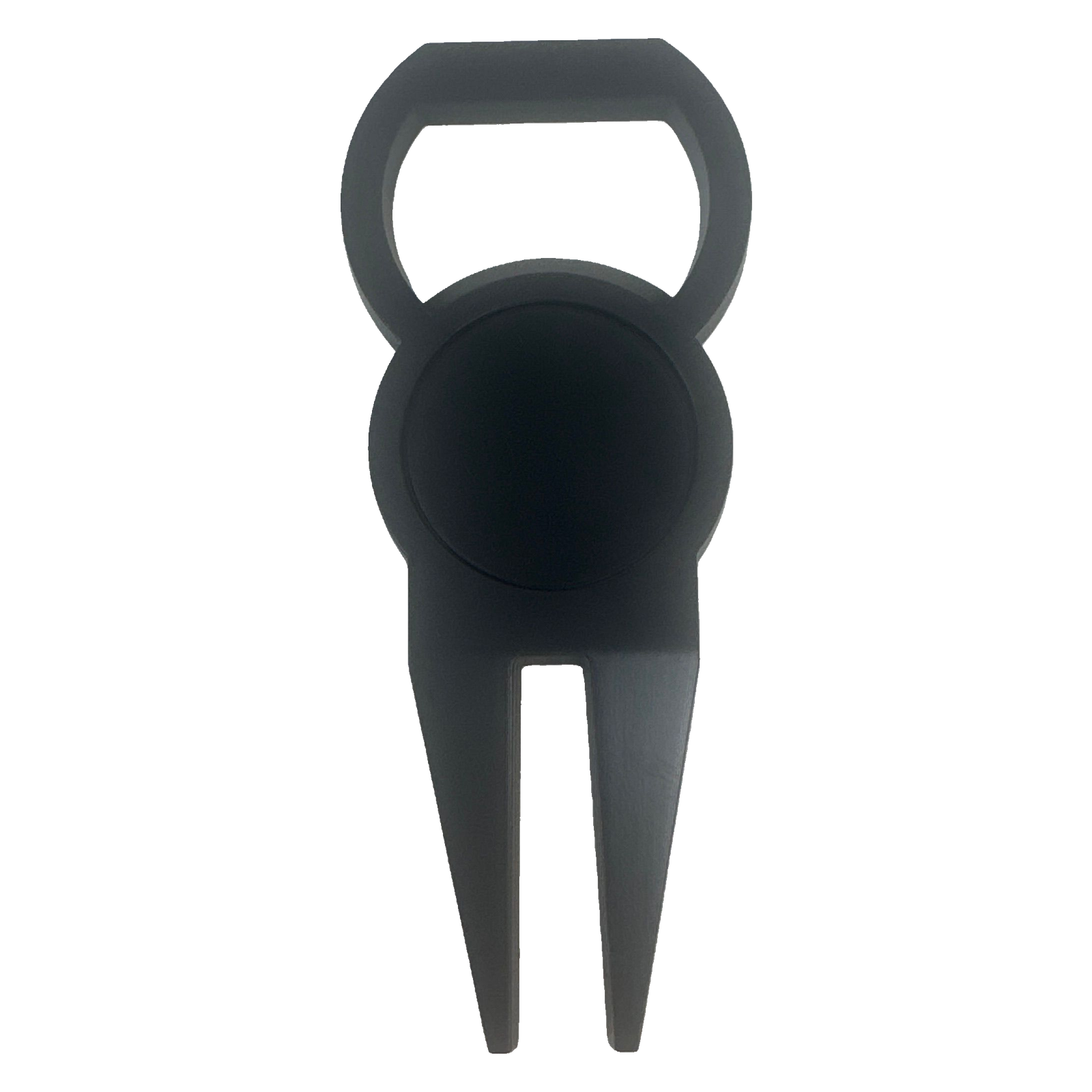 Divot tool with magnetic ball marker in black — front view